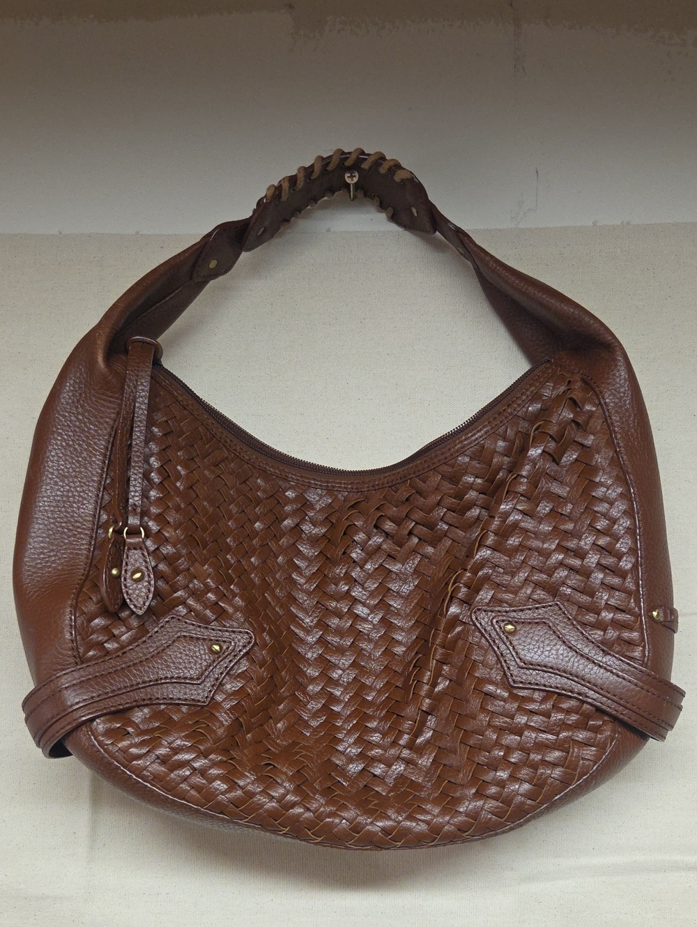 Cole Haan Brown Woven Leather Shoulder Bag